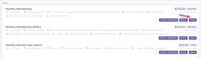 Click update on the corresponding payment plan to which you wish to add sales tax