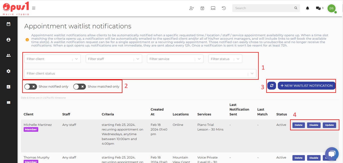Using Appointment Waitlist Notifications